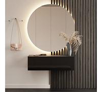 Planetmöbel Mueble perchero colgante para recibidor, 1 x 100 cm, negro, compacto, almacenamiento con puerta abatible, para colgar o colocar de pie, 37,8 x 100 x 32,5 cm (profundidad x ancho x alto)