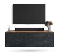 Planetmöbel Mueble TV West, Mesa TV de 100 cm de Largo, Mueble TV suspendido o de pie, Mueble Salon Moderno, Mueble Television 37,8 x 100 x 30 cm, Roble Dorado Negro carbón