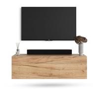 Planetmöbel Mueble TV West, Mesa TV de 100 cm de Largo, Mueble TV suspendido o de pie, Mueble Salon Moderno, Mueble Television 37,8 x 100 x 30 cm, Roble Dorado