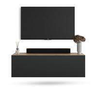 Planetmöbel Mueble TV West, Mesa TV de 100 cm de Largo, Mueble TV suspendido o de pie, Mueble Salon Moderno, Mueble Television 37,8 x 100 x 30 cm, Roble Dorado Antracita