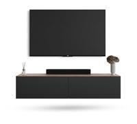 Planetmöbel Mueble TV West, Mesa TV de 140 cm de Largo, Mueble TV suspendido o de pie, Mueble Salon Moderno, Mueble Television 37,8 x 140 x 30 cm, Roble Dorado Antracita