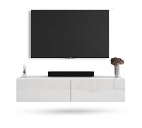 Planetmöbel Mueble TV West, Mesa TV de 140 cm de Largo, Mueble TV suspendido o de pie, Mueble Salon Moderno, Mueble Television 37,8 x 140 x 30 cm, Blanco