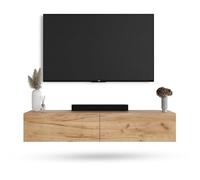 Planetmöbel Mueble TV West, Mesa TV de 160 cm de Largo, Mueble TV suspendido o de pie, Mueble Salon Moderno, Mueble Television 37,8 x 160 x 30 cm, Roble Dorado