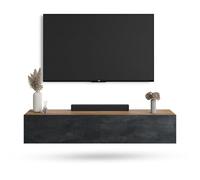 Planetmöbel Mueble TV West, Mesa TV de 160 cm de Largo, Mueble TV suspendido o de pie, Mueble Salon Moderno, Mueble Television 37,8 x 160 x 30 cm, Roble Dorado Negro carbón