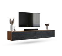 Planetmöbel Mueble TV West, Mesa TV de 200 cm de Largo, Mueble TV suspendido o de pie, Mueble Salon Moderno, 2X Mueble Television 37,8 x 100 x 30 cm, Roble Dorado Negro carbón