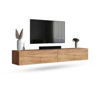 Planetmöbel Mueble TV West, Mesa TV de 200 cm de Largo, Mueble TV suspendido o de pie, Mueble Salon Moderno, 2X Mueble Television 37,8 x 100 x 30 cm, Roble Dorado