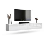 Planetmöbel Mueble TV West, Mesa TV de 200 cm de Largo, Mueble TV suspendido o de pie, Mueble Salon Moderno, 2X Mueble Television 37,8 x 100 x 30 cm, Blanco