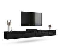 Planetmöbel Mueble TV West, Mesa TV de 280 cm de Largo, Mueble TV suspendido o de pie, Mueble Salon Moderno, 2X Mueble Television 37,8 x 140 x 30 cm, Negro