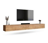 Planetmöbel Mueble TV West, Mesa TV de 280 cm de Largo, Mueble TV suspendido o de pie, Mueble Salon Moderno, 2X Mueble Television 37,8 x 140 x 30 cm, Roble Dorado