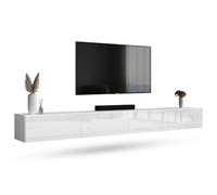 Planetmöbel Mueble TV West, Mesa TV de 280 cm de Largo, Mueble TV suspendido o de pie, Mueble Salon Moderno, 2X Mueble Television 37,8 x 140 x 30 cm, Blanco