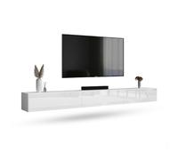 Planetmöbel Mueble TV West, Mesa TV de 300 cm de Largo, Mueble TV suspendido o de pie, Mueble Salon Moderno, 3X Mueble Television 37,8 x 100 x 30 cm, Blanco