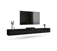 Planetmöbel Mueble TV West, Mesa TV de 300 cm de Largo, Mueble TV suspendido o de pie, Mueble Salon Moderno, 3X Mueble Television 37,8 x 100 x 30 cm, Negro