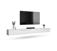 Planetmöbel Mueble TV West, Mesa TV de 320 cm de Largo, Mueble TV suspendido o de pie, Mueble Salon Moderno, 2X Mueble Television 37,8 x 160 x 30 cm, Blanco