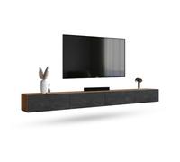Planetmöbel Mueble TV West, Mesa TV de 320 cm de Largo, Mueble TV suspendido o de pie, Mueble Salon Moderno, 2X Mueble Television 37,8 x 160 x 30 cm, Roble Dorado Negro carbón