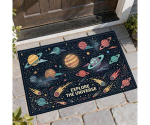 Planets - Felpudo de bienvenida con estrellas cósmicas y cometas, azul marino, antideslizante, atrapasuciedad, decoración del hogar, para entrada, porche al aire libre, balcón, 29 x 17 pulgadas