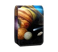 Planets Jupiter Earth Saturn - Estuche portátil para lápiz labial, mini caja de almacenamiento de lápiz labial, organizador de lápiz labial, espejo con mujer, Varios colores, 9.5x2x7 cm/3.7x0.8x2.7 in