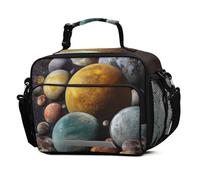 Planets Moons Space Galaxy - Lonchera grande aislada para niños y niñas, bolsa térmica reutilizable con correa para el hombro