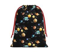 Planets Stars and Milky Way - Bolsa de regalo con cordón y lazo rojo, suave y elegante para Navidad, Halloween, se adapta a tarjetas de caramelos