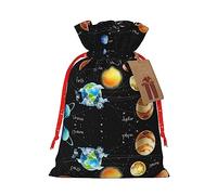 Planets Stars And Milky Way Galaxy Bolsas de regalo de Navidad con cordón, bolsas de dulces de Navidad reutilizables para regalos, fiesta de Navidad, vacaciones