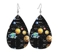 Planets Stars And Milky Way Galaxy - Pendientes de cuero para mujer, diseño de lágrima, accesorios de moda impresos, uso diario, fiesta, talla única, Cuero