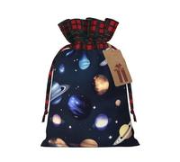 Planets Stars and Milky Way Galaxy Print Festive Christmas Drawstring Gift Bags For Xmas Decorative Present Wrapping Needs
