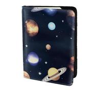 Planets Stars and Milky Way Galaxy Print - Funda de piel para pasaporte para mujeres y hombres, cartera de viaje para pasaporte, Negro -, Talla única