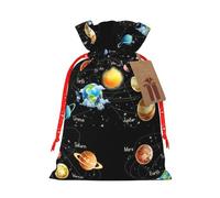 Planets Stars and Milky Way Galaxy Printing - Bolsa de Navidad de 4.7 x 6.9 pulgadas con cordón, ideal para adultos para envolver regalos para Navidad y Halloween