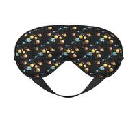 Planets Stars and Milky Way - Máscara de ojos suave con estampado de galaxias y galaxias, funda reversible para viajes, correa ajustable opaca para dormir