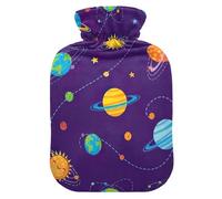 Planets Suns Moons Space - Botella de agua caliente con cubierta suave, calentador de pies con funda suave, bolsa de agua caliente para calentador de pies y cama, alivio del dolor, tamaño mediano
