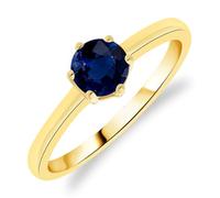 Planetys - Anillo de oro amarillo 375/1000 para mujer con piedra preciosa zafiro natural 46/100 quilates, 60, Metal, Zafiro