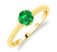 Planetys - Anillo de oro amarillo 375/1000 para mujer engastada con piedra preciosa esmeralda natural 42/100 quilates, 60, Metal, Esmeralda