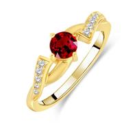 Planetys - Anillo de plata 925/1000 para mujer engastada con piedra preciosa rubí natural chapado en oro de 18 k, 60, Metal, Rubí