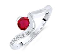Planetys - Anillo de plata 925/1000 rodiada para mujer engastada con piedra preciosa de rubí natural, 56, Metal, Rubí