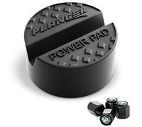 PLANGER® - Power Pad Flat + 4 Tapas de Válvula - Recubrimiento de Goma para Gato en Dos Variantes. Compatible con Todos los Gatos de Ruedas y bastidores de Coche