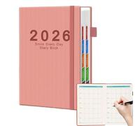Planificador 2026: cuaderno comercial diario A5, calendario de enero a diciembre | Organizador de gestión del tiempo, calendario mensual, cuaderno diario para profesionales, estudiantes, uso en la