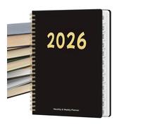 Planificador 2026 - Horario de 12 Meses con Encuadernación en Espiral - Planificador Diario 2026 | Para El Trabajo Académico Estudiantes Profesores Familia Hogar Colegio