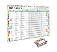 Planificador anual 2025, calendario de pared A1, planificador de pared laminado, calendario de borrado en, planificador anual grande, espacioso tamaño A1, incluye calcomanías, diseño de 12 meses
