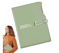 Planificador anual 2025, planificador diario 2025 | Agenda diaria con libro de citas A6, cuaderno de reuniones con bolígrafo para trabajo, hogar, escuela, oficinas, viajes