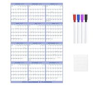 Planificador anual de pared, hoja premium, pantalla borrable, tabla de borrado en húmedo de 36 x 24 pulgadas con juego de marcadores, vista general mensual de doble cara para establecer objetivos