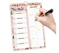 Planificador de alimentos para frigorífico, 20,3 x 15,2 x 1,5 cm, hojas de planificación de alimentos, bloc de planificación de alimentos semanal para objetivos de gestión de dietas | Che