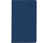 Planificador de bolsillo Leporello PVC azul 2023 - Calendario de oficina 9,5 x 16 cm - 1 mes en 1 página - cuaderno de direcciones separado - plegable - cuaderno - 501-1015