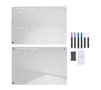 Planificador de calendario de borrado seco acrílico Juego de planificación semanal mensual con 6 bolígrafos de 6 colores respaldo magnético fuerte para la organización del