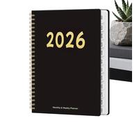 Planificador de Calendario para 2026,Cuaderno Con Encuadernación En Espiral Para 12 Meses,Planificador 2026 Semanal Mensual | Para El Trabajo Académico Estudiantes Profesores Familia Hogar