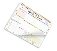 Planificador de encuadernación en espiral, blocs de notas, planificador semanal, cuaderno académico de 104 páginas sin fecha para planificación semanal, programación de productividad