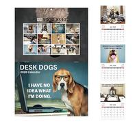 Planificador de escritorio 2026 Working Dog - Calendario de escritorio 2026, calendario de fotos de cachorros, organizador mensual de vacaciones de una sola cara para mesa, oficina, hogar