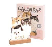 Planificador De Escritorio -Calendario 2026 Con Temática De Mascotas Para Oficina, Con Un Adorable Diseño De Perro Y Gato En 3D, Multifuncional Función De Escritura Para Organizar Tu Día A Día En Casa