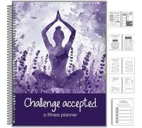 Planificador de fitness aceptado por desafíos: diario de ejercicios y alimentos de 90 días para bienestar y gratitud, planificador de reflexión nocturna encuadernado en espiral, registro de salud y