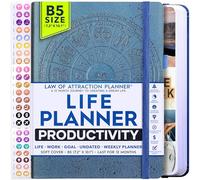 Planificador de ley de atracción: planificador semanal de lujo, mensual, un viaje de 12 meses para aumentar la productividad y la felicidad, organizador de vida, diario de gratitud y pegatinas