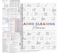 Planificador de limpieza para TDAH, horario de limpieza y organizador de lista de verificación, planificador diario semanal mensual de limpieza y organización del hogar para adultos, mujeres y