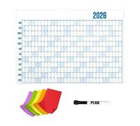 Planificador De Pared 2026 - Calendario De Pared Grande 2026 | Calendario Planificador Anual Extra Grande Con 100 Etiquetas Y Marcador | Cuadro De Plan Diario 365 De 12 Meses Para El Hogar (A-zul)
